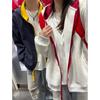 Men's Retro Color Block Hooded Cardigan Sweatshirt for Autumn/Winter