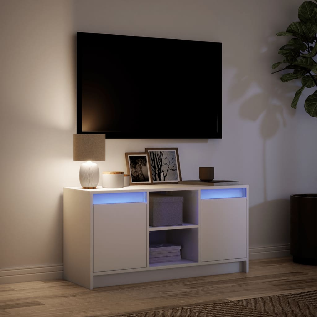 Vidaxl TV Cabinet with LED, White, 100X34X50 Cm, Wood-Based Material