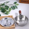 Single-Person Heat-Resistant Stainless Steel Pot Wood Handle For Fruit Salad Yogurt Breakfast Kitchen Cooking Bowl