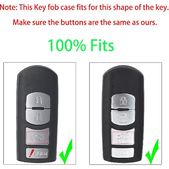 Key Fob Shell Case Replacement Fits For Mazda 3 6 Miata MX-5 CX-5 CX-9 2014 2015 2016 2017 2018  Keyless Entry Remote Control 4 Button Pad Key Fob