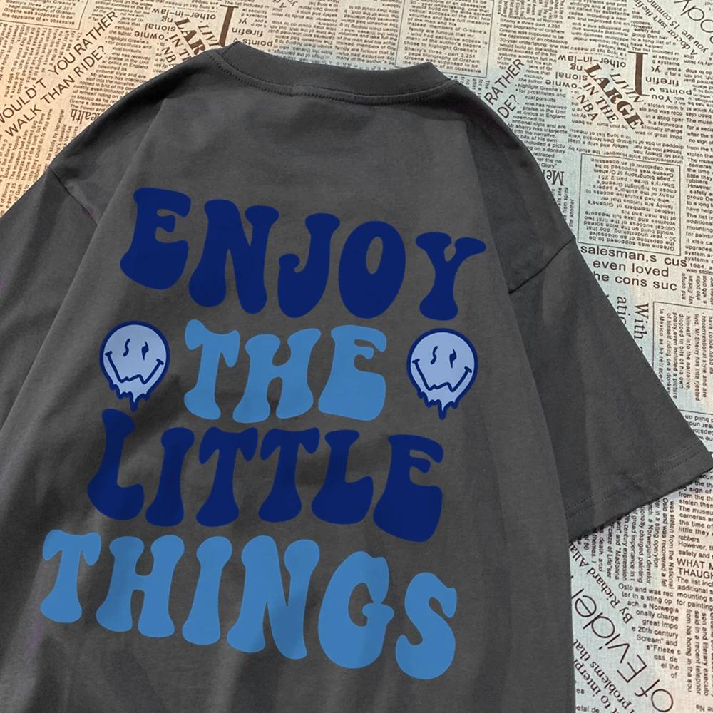 Enjoy The Little Things Letter Men T-Shirt Harajuku O-Neck Tshirts Cartoons Sweat Tee Clothes Fashion Personality Mens Tshirt