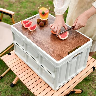 Caja de almacenamiento plegable para acampar al aire libre, tapa de madera para el hogar, caja de almacenamiento para maletero de coche, caja de almacenamiento creativa