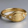 Women's Luxury Minimalist Golden Plated Ring Smooth Relief Cubic Zircon Embellishment Ring Court Style Jewelry Accessory
