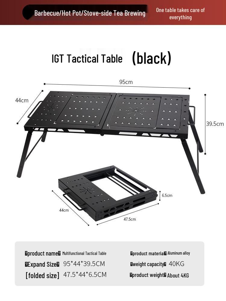 Tragbarer leichter Aluminium-Campingtisch - Faltbare taktische IGT BBQ-Tischplatte