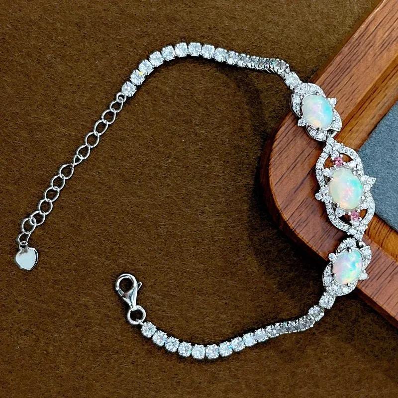 Sace Gems Brățări din Argint Sterling 925 cu Piatră Prețioasă Opal Natural de 6*8MM pentru Femei Logodnă Petrecere Cocktail Bijuterii Fine
