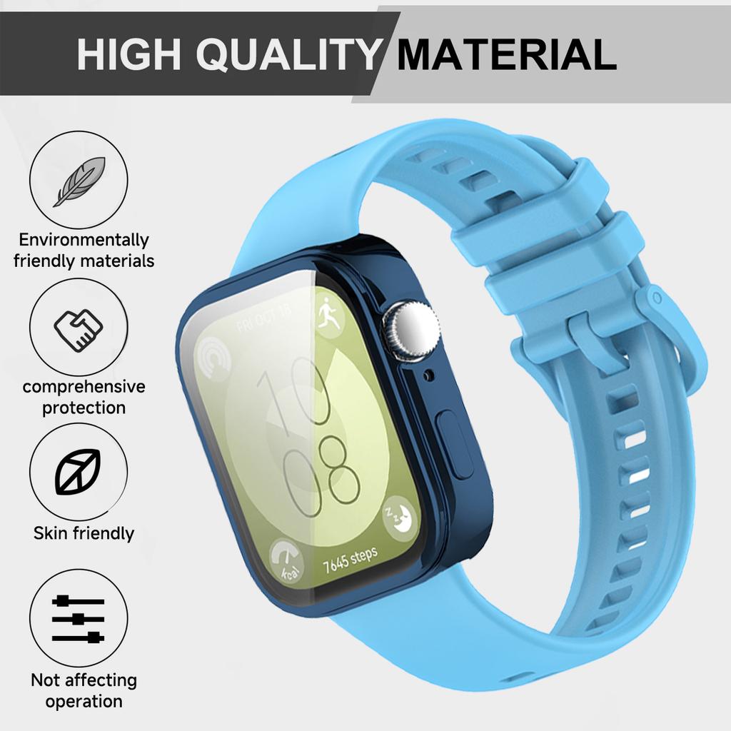 Für Huawei Watch Fit 3 Armband Weiches Silikon Sportuhrband + TPU Weiche Hülle Atmungsaktives Smartwatch Armband Für Huawei Fit3 Correa