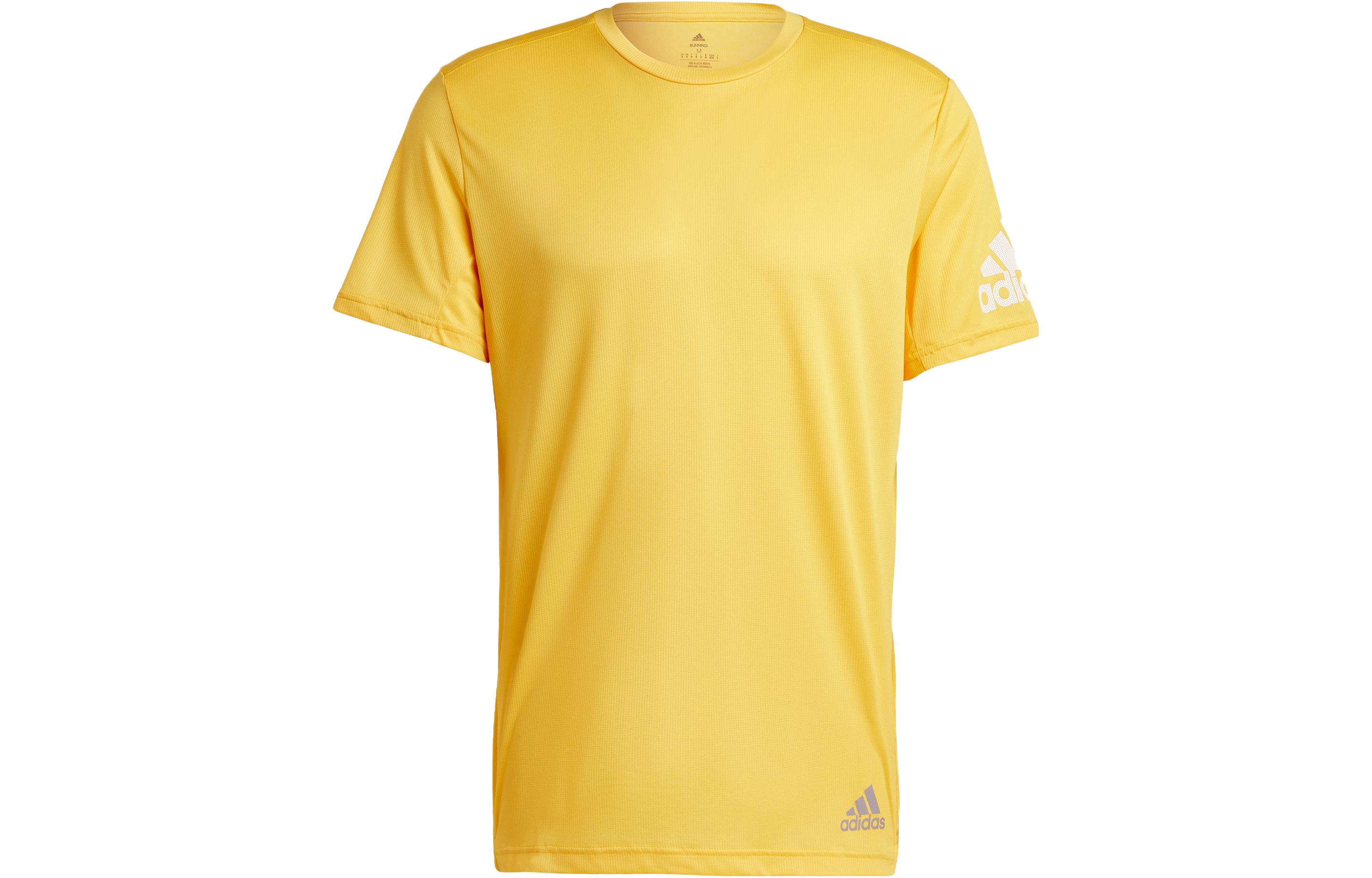 Adidas T Shirts Men s Sunlight Yellow Crew Neck Moderate Straight Fit IC7647 XXL