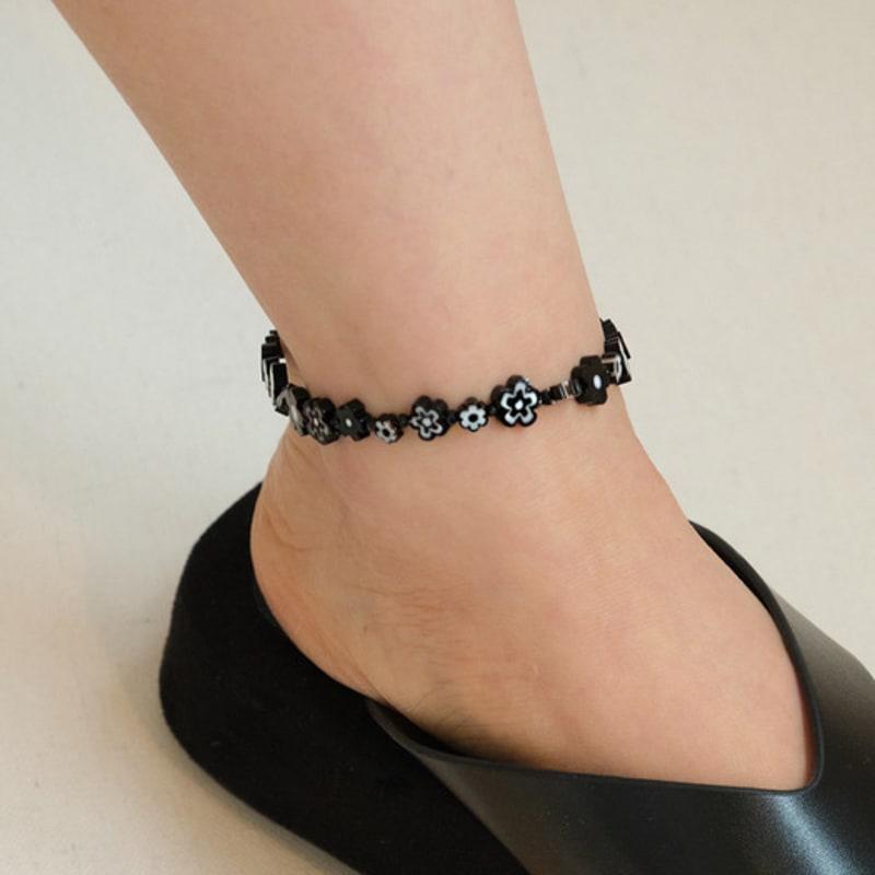 cotoit Black Flower Anklet