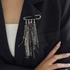 Exaggerated Long Tassel Chain Rice Bead Brooches for Women Handmade Bead Multi-Layer Chain Fixed Needle Clothing Decoration