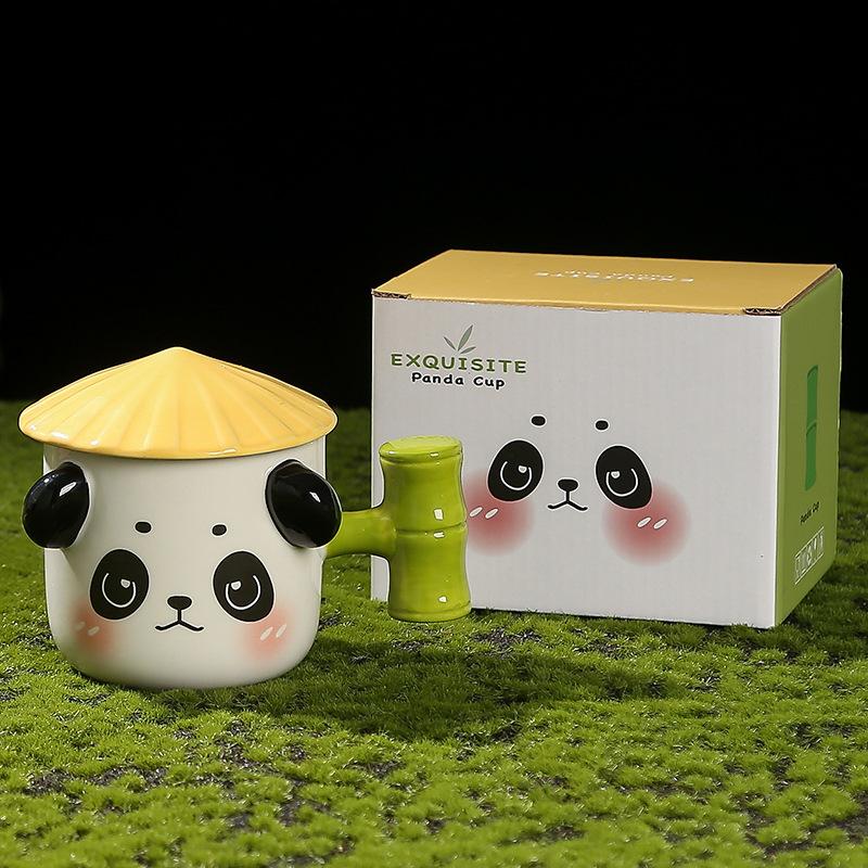 

Funny Panda Mug with Lid Fun Expression Souvenir Mug Birthday Gift Coffee Mug Household Water Mug Female 301-400ml