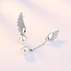 Womens Korean Fashion Elegant Anti-allergy 925 Silver Plated Zircon Crystal Asymmetric Long Ear Stud Earrings Female Jewelry Gifts