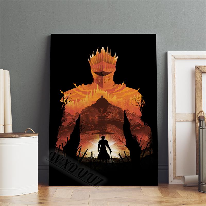 Classic Game Dark Souls Figure Canvas Painting Print Poster For Living Room 80s Retro Art Home Wall Decor Picture Game Fan Gift