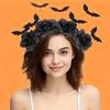 1 piece Halloween party headband - cute witch hat with black artificial flowers, gothic bat clip, dark role-playing accessory