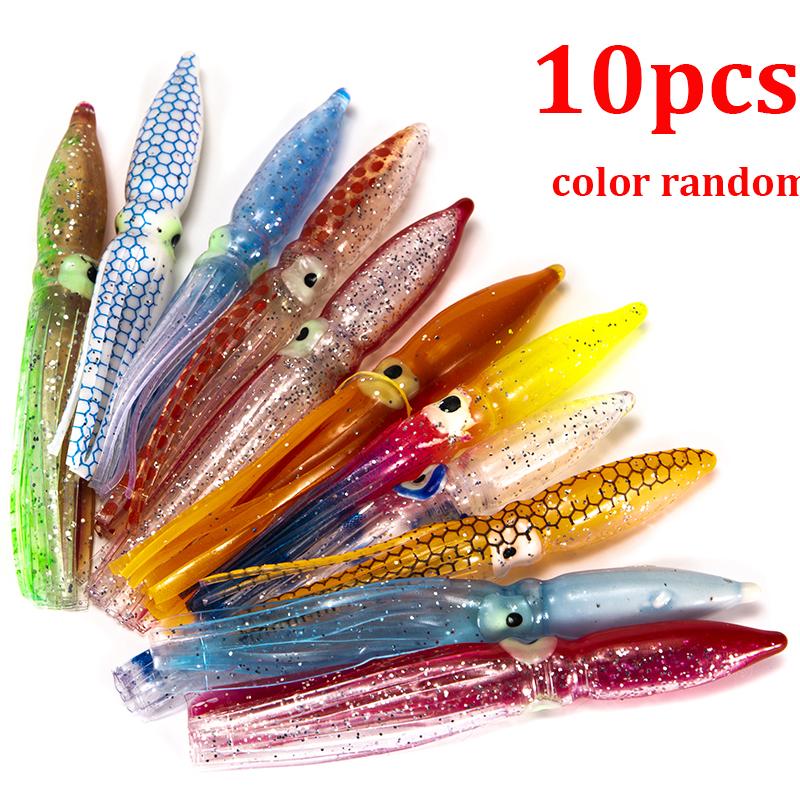 

10 Pcs 3 Squid Soft Lures - 8cm Glitter Scale Paddle Tail Lure PVC Swimbaits for Saltwater Fishing 80mm