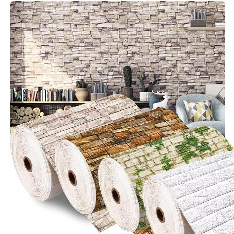 10 Meter 3D Wall Stickers Self Adhesive Foam Brick DIY Wallpaper Wall Room Living Decor Kids Room Wall Sticker For Kitchen Home