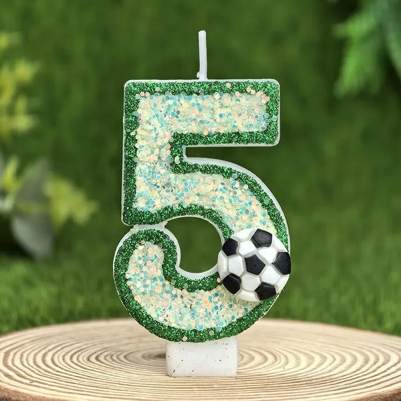 Creative Green Football Fluorescent Birthday Digital Candle Party Supplies Cake Decoration