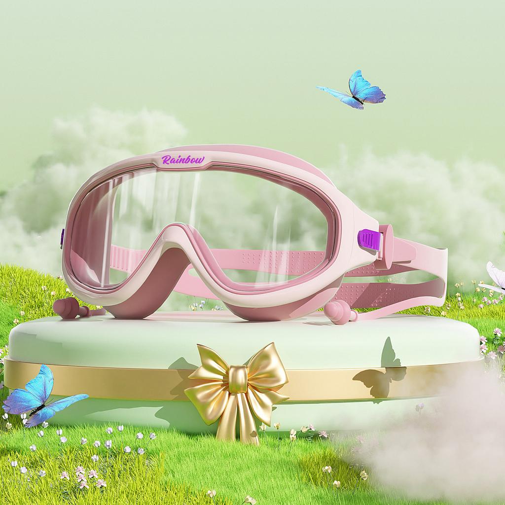 Children's Swimming Goggles Boys High Definition Anti-fog Waterproof Large Frame Swimming Glasses Swimming Cap Set Girls Diving Equipment