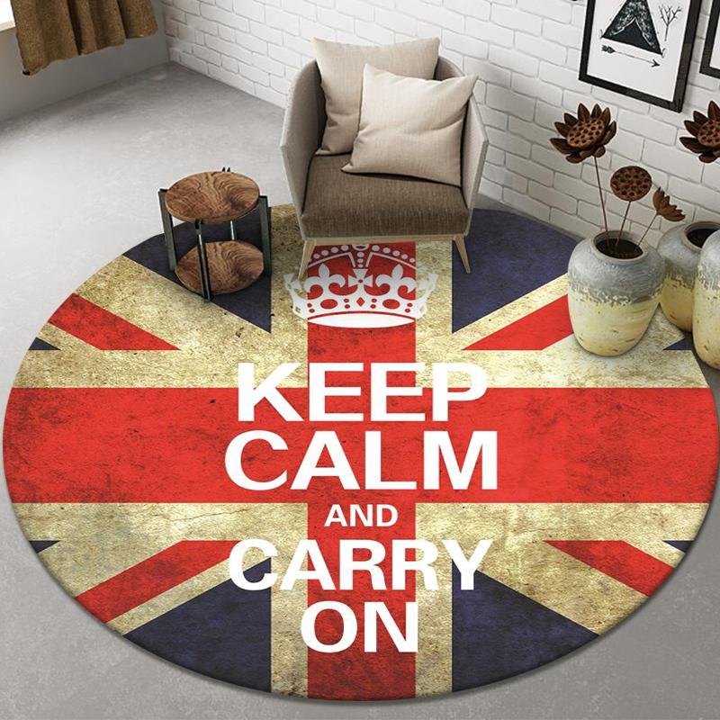 

Football Carpet Round Living Room Area Rug Home Decor Retro Record Bedroom Rug Boys Room Mat Kids Play Mat Anti-Slip Doormat Diameter 50 cm