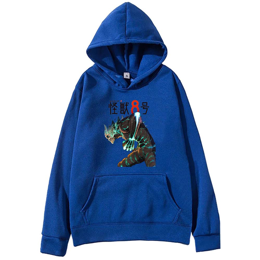 

Аниме Кайдзю Нет. 8 принтованных толстовок с капюшоном для мужчин и женщин, классические простые толстовки больших размеров, уличная одежда, унисекс, удобная толстовка в стиле Харадзюку 4XL синий