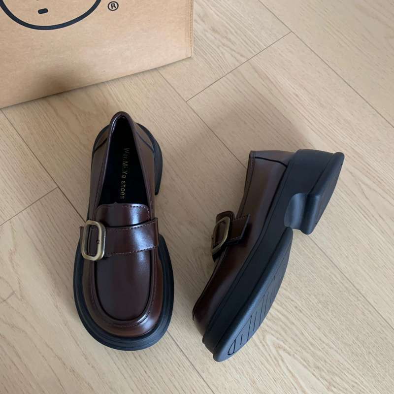 

Платформа Лоферы в британском стиле женские 2025 весна и осень новые Мэри Джейн на одном ремешке маленькие кожаные туфли jk униформа одинарные туфли 40 коричневый