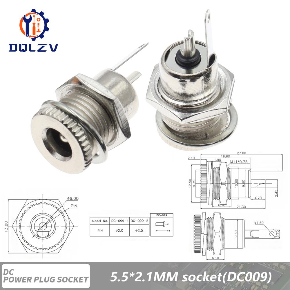 DC Connectors 5.5x2.1mm 3.5x1.3mm DC Power Female Jack Socket Nut Panel Mount DC Power Adapter Connector DC-099/005/022B/25M