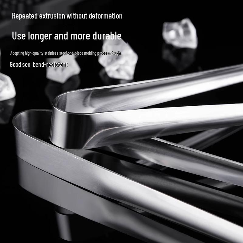Thickened Stainless Steel Ice and Sugar Cube Tongs for Bar and Kitchen