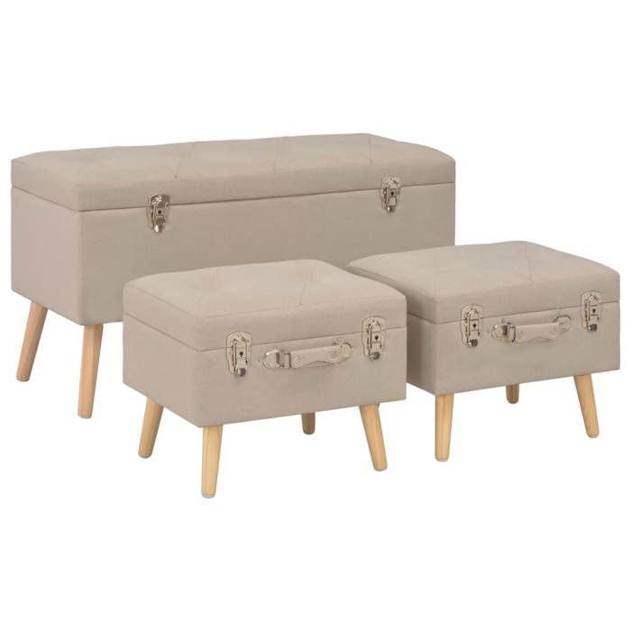 VidaXL Lot de 3 Tabourets de Rangement, Bout de Lit, Repose-Pied de Salon, Organisateur d'Entrée Salle de Séjour Intérieur, 247524