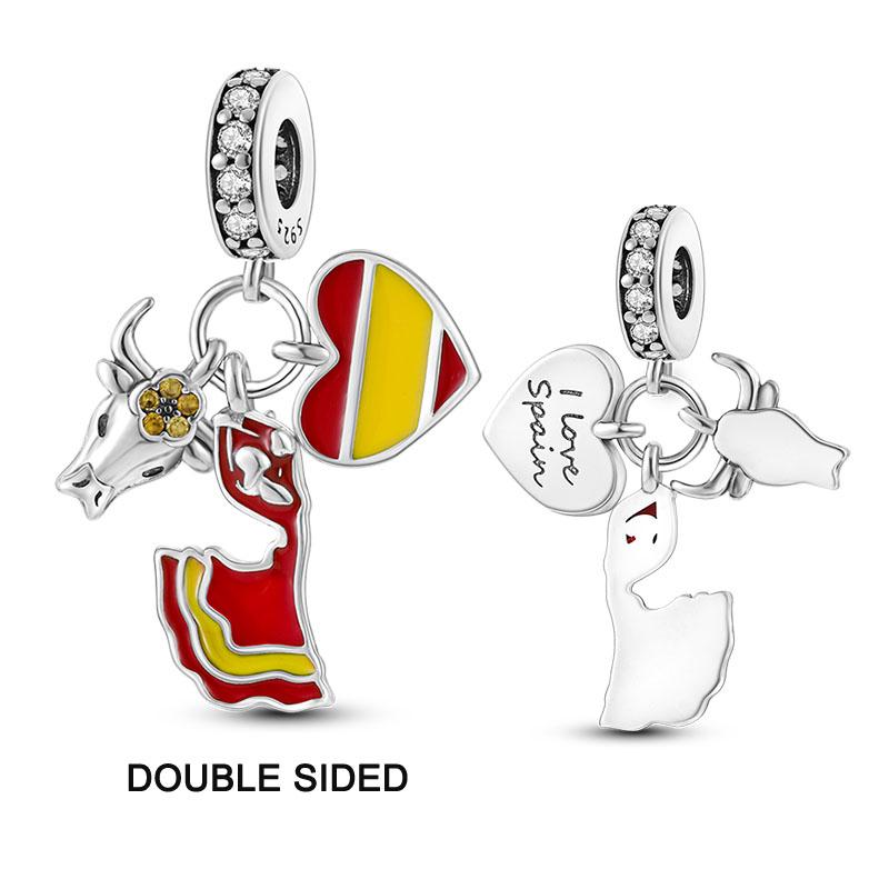 Breloques Compatibles Pour Bracelet DIY Argent 925 Série Jaune Cœur d'Amour Tournesol Lune Chat Breloques Vente Chaude S925 Fabrication de Bijoux DIY