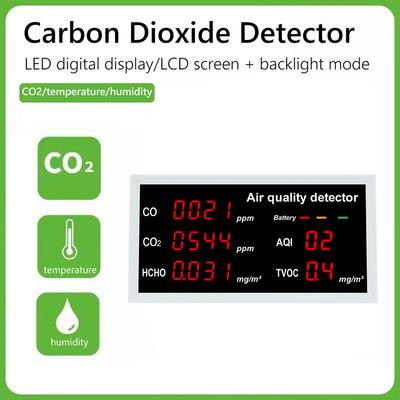 W17 5 In 1 Indoor Air Quality Monitor Rechargeable CO CO2 HCHO TVOC AQI Detector