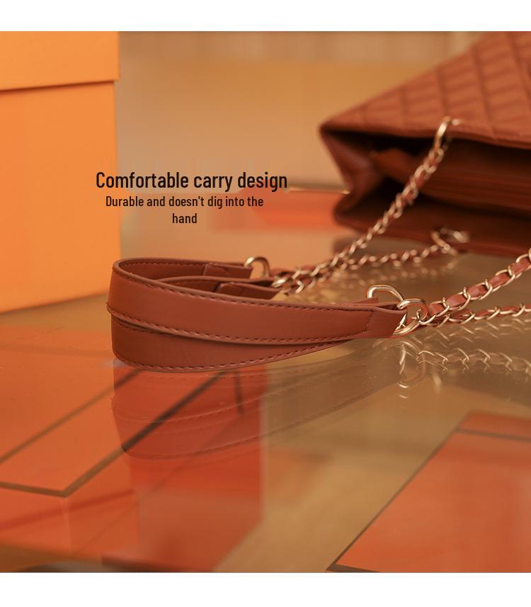 Women's Fashion Diamond Pattern Chain Tote Bag