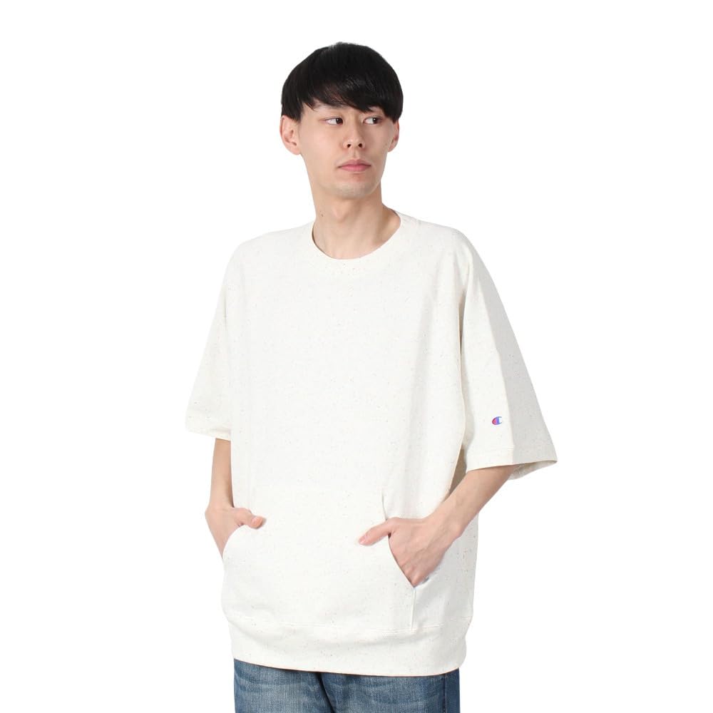 

Champion Толстовка мужская свободного кроя реглан с коротким рукавом, хлопок, цвет экрю, C3-B012