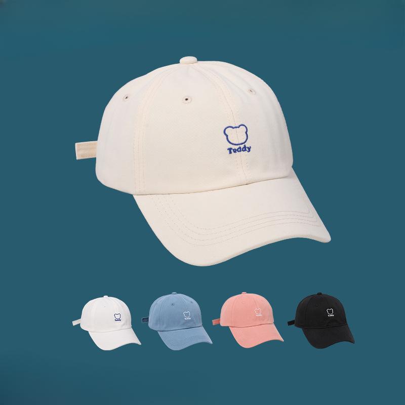 Retro Cute Little Bear Cartoon Embroidered Baseball Cap for Women In Spring and Summer Sun Protection Baseball Cap