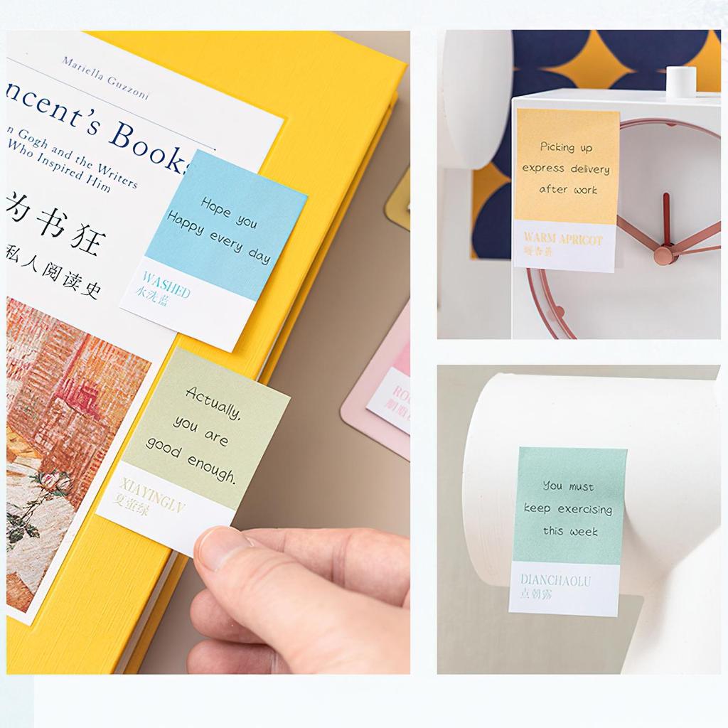 1/4 pièces Notes autocollantes dégradées de couleurs douces, étiquettes carrées, bloc-notes autocollant, agenda