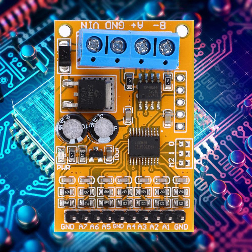R4AVA07 7 Channel RS485 Voltage Analog Collector ADC Modbus RTU 03 06 Function Code