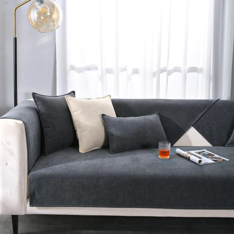 Chenille Decorative Sofa Mat Seasonal Universal Minimalist Modern Gray Cover Cloth Light Luxury Anti Slip Sofa Cover Cover