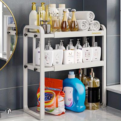 1pc 1/2 Tier Kitchen Bathroom Expandable Shelf, Countertop Cabinet Divider, Tiered Shelf, Spice Storage Pot Rack, Desktop Organiser