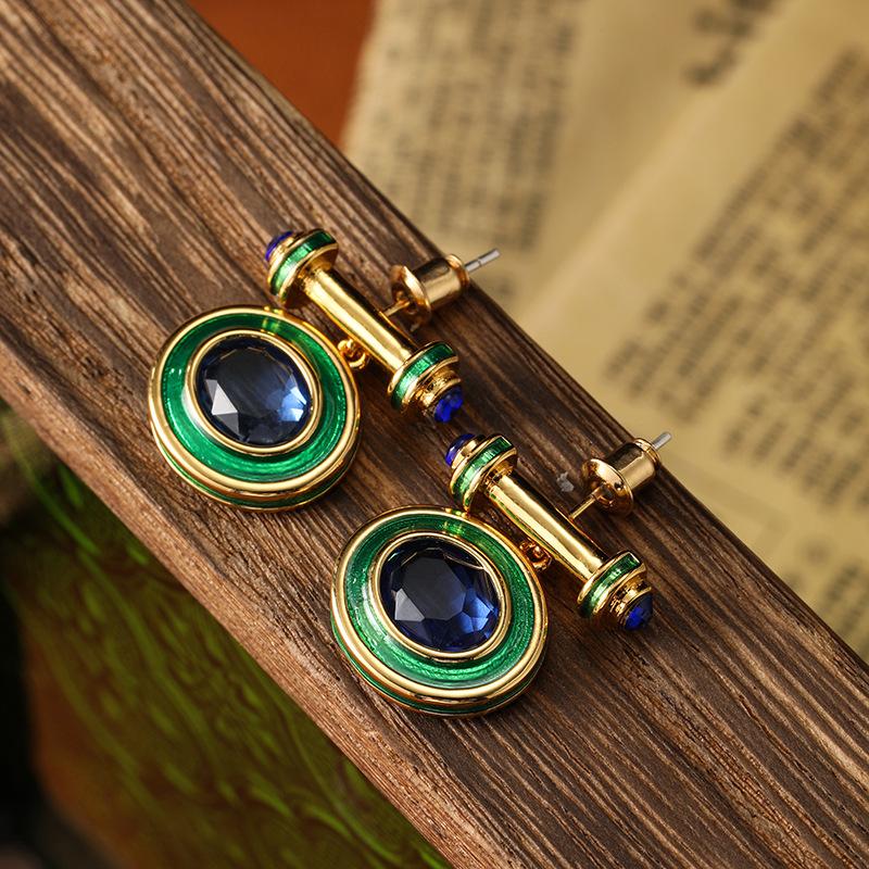 SUYU Fashion Geometry Drop Glaze Enamel Earrings Light Luxury Temperament Simple And Generous Fashion Earrings