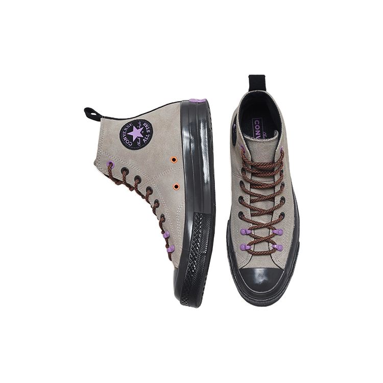 Converse Chuck Taylor All Star 1970s Fashion Versatile High-Top Goat Leather Canvas Shoes Unisex Sneakers Gray Black 172500C