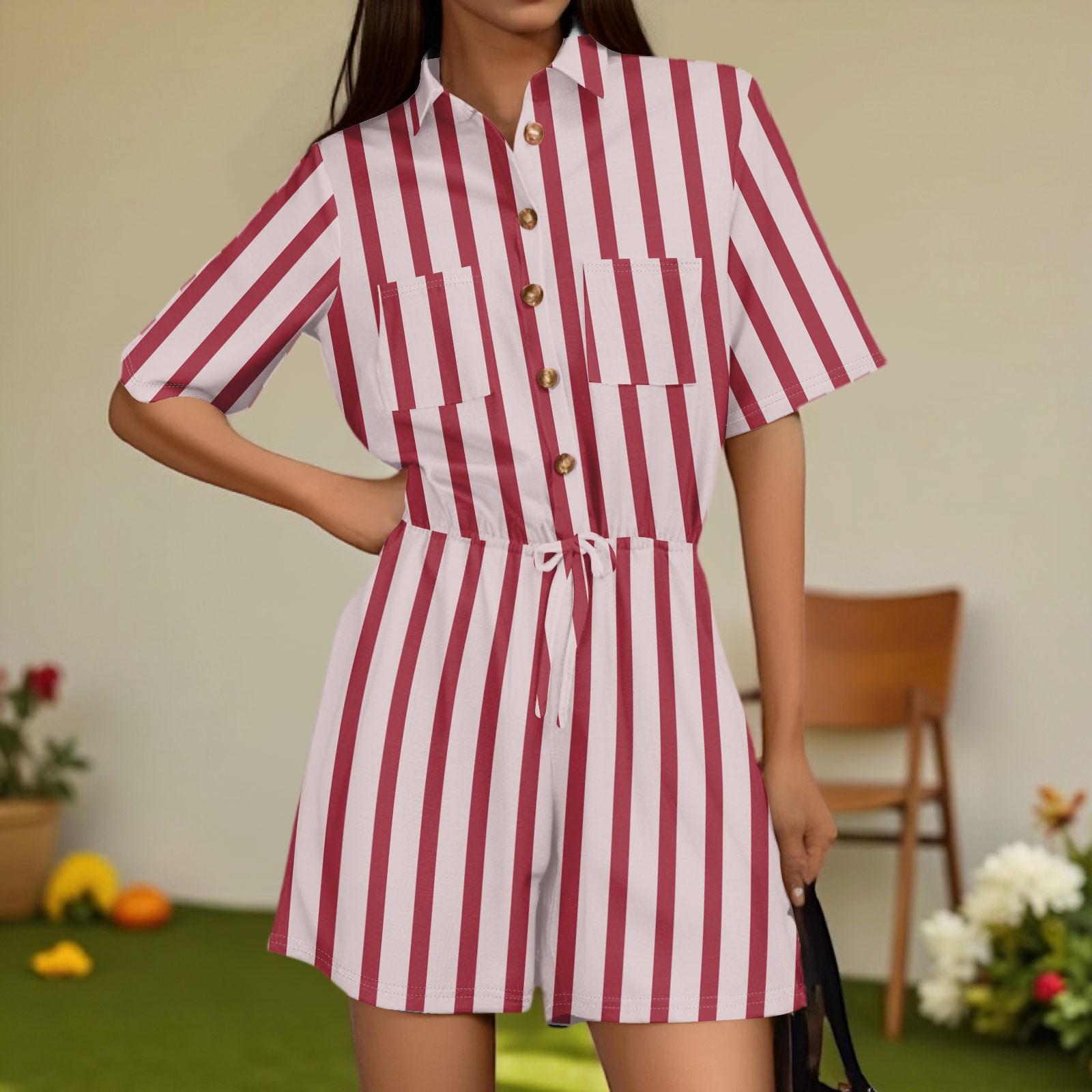 

Женский модный комбинезон с V-образным вырезом, клетчатый повседневный комбинезон с коротким рукавом M красный