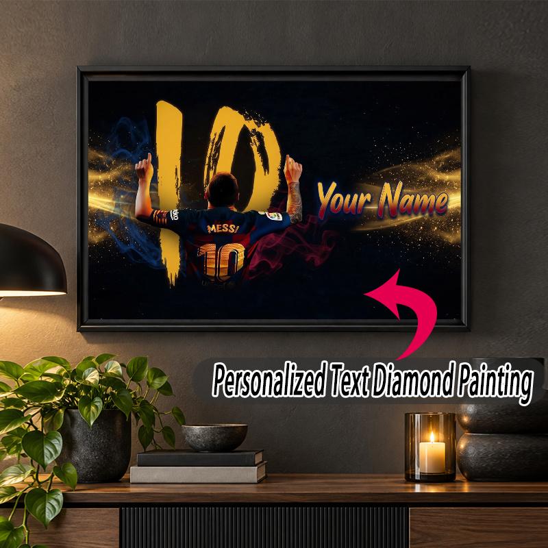 Lionel Messi Custom Name Text 5D Diamond Painting Kit DIY Full Drill Diamond Art Decoration