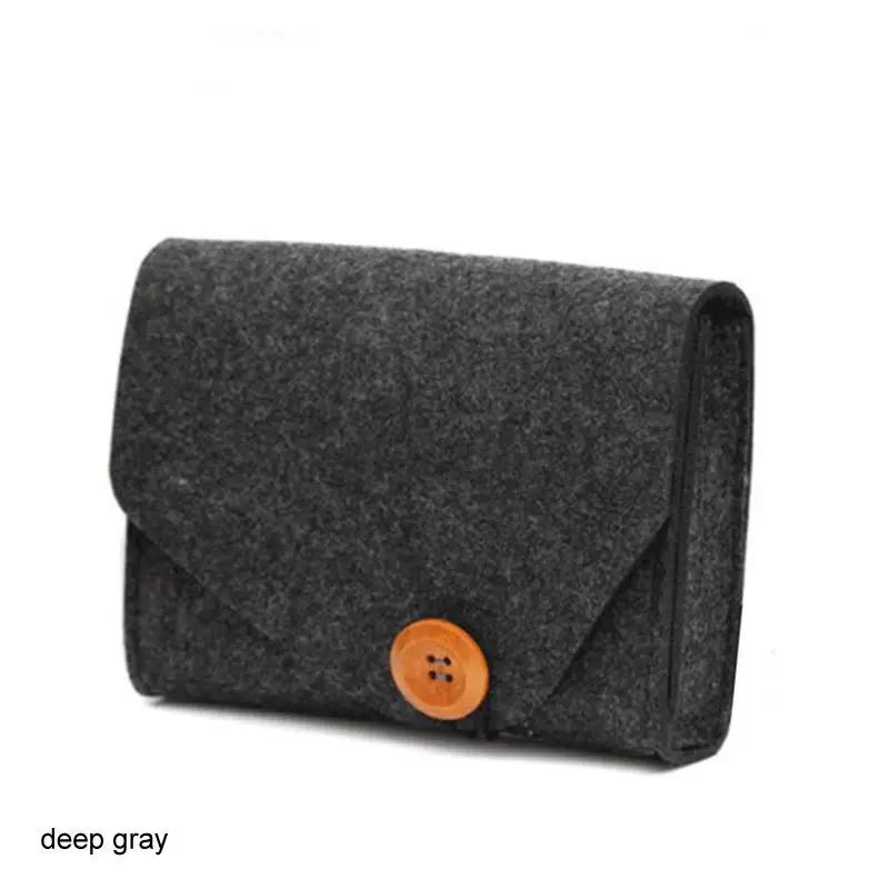New Home Storage Organization Key Coin Package Mini Felt Pouch Earphone TF Card Power Bank Data Cable Travel Organizer