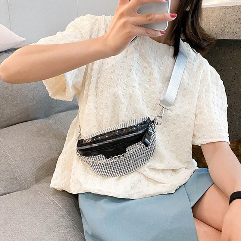 Yogodlns Lässige Strass-Hüfttasche Glänzende Kristall-Bauchtaschen Umhängetaschen Abend