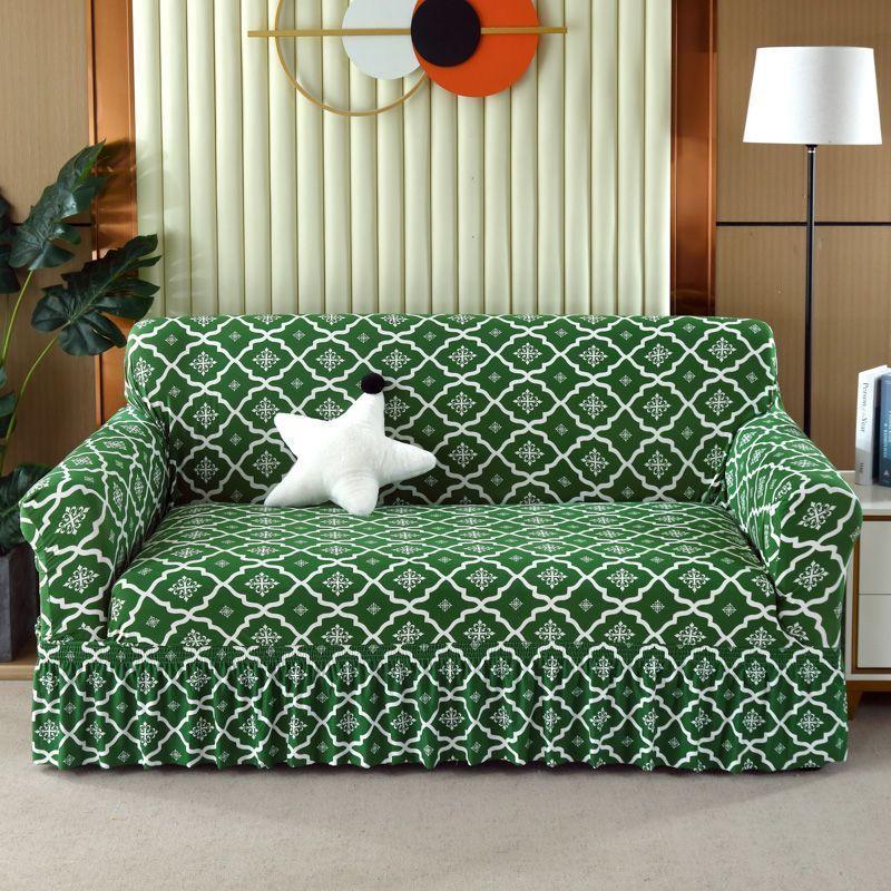 1pc Stretch Sofa Slipcover, Sofa Cover with Skirt, Couch Cover Furniture Protector, for Bedroom Office Living Room Home Decor