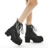 Martin boots before autumn and winter zipper metal chain medium tube thick heel platform short boots
