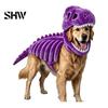 Costume Scheletro Dinosauro Tridimensionale per Animali Domestici, Abbigliamento 3D Luminescente al Buio, Cappello Morbido Peluche di Dinosauro per Cani Gatti di Halloween, Cosplay Festività