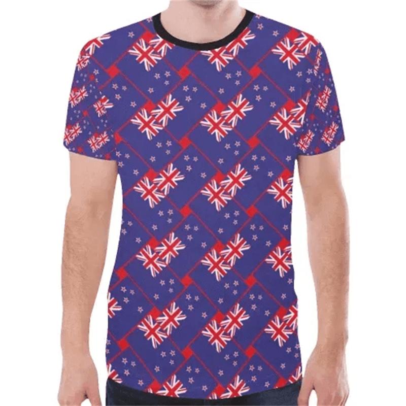 New Zealand Flag Map Graphic T Shirts Silver Fern National Emblem