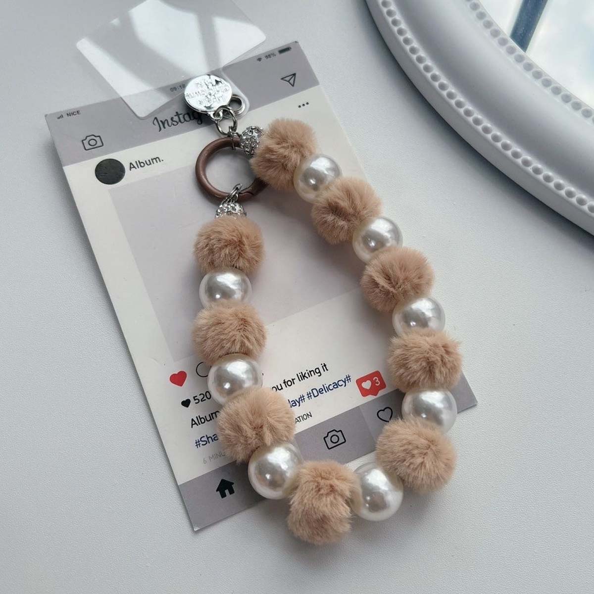 

Милий коричневий плюшевий намистина ins кулон брелок браслет для iphone airpods телефон ремінець мотузка проти втрати