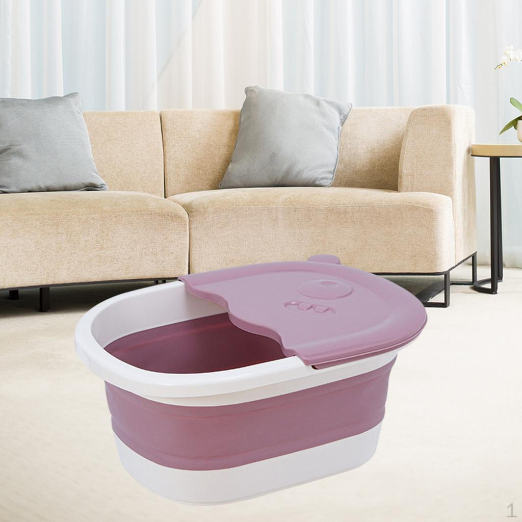 Collapsible Foot Soaking Bath Basin with Massage Pebble,Foldable PP Bucket Tub, Soak