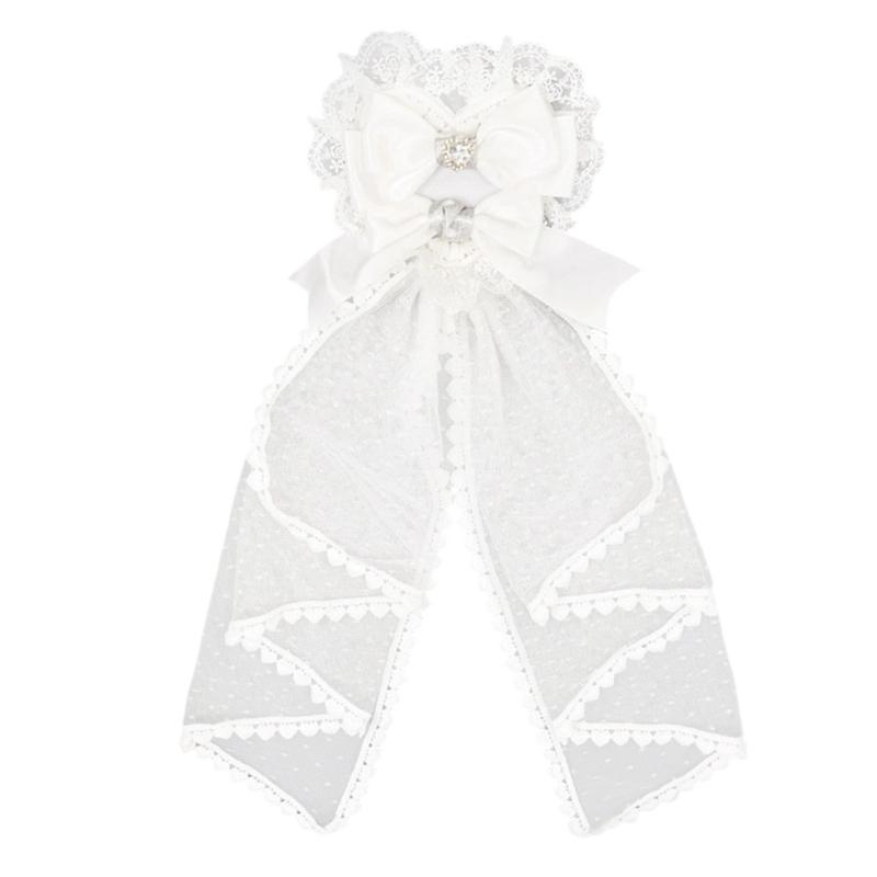 Elegant Ribbon Hair Clip Headpiece With Lace Ruffle Trim Design For Women And Girl Anime Event Gathering Hair Ornament