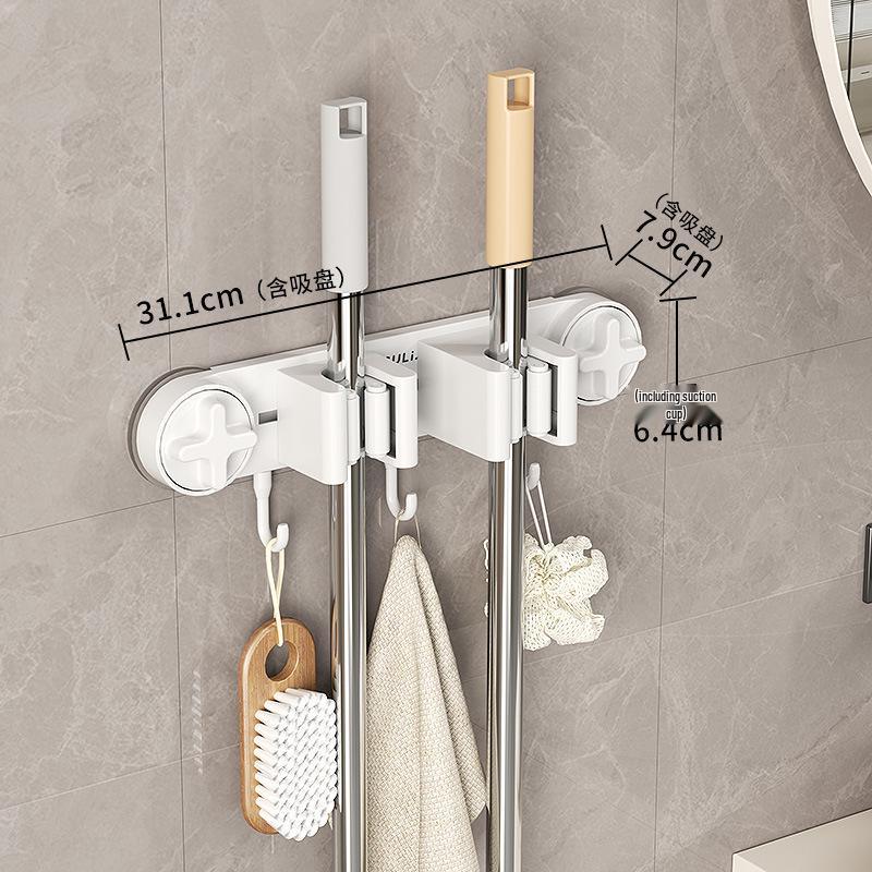 Mop and Broom Wall Mount No-Drill Clip Holder